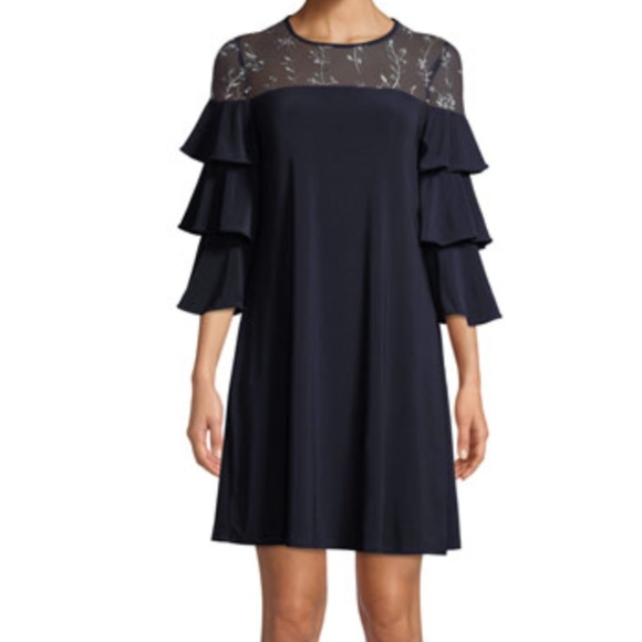 Gabby Skye Tiered Sleeve Embroidered Dress - Picture 1 of 3